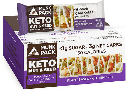 Munk Pack Macadamia White Chocolate Keto Nut & Seed Bars