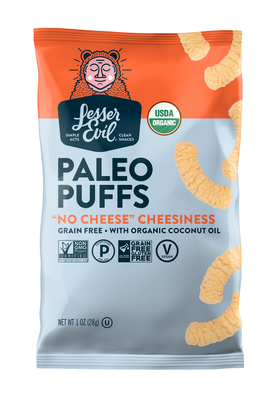 Lesser Evil "No Cheese" Cheesiness Paleo Puffs - Snack Pack